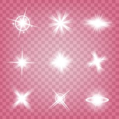 Wall Mural - Creative concept Vector set of glow light effect stars bursts with sparkles isolated on black background. For illustration template art design, banner for Christmas celebrate, magic flash energy ray.