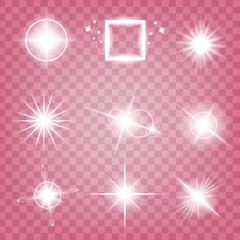 Wall Mural - Creative concept Vector set of glow light effect stars bursts with sparkles isolated on black background. For illustration template art design, banner for Christmas celebrate, magic flash energy ray.