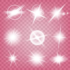 Wall Mural - Creative concept Vector set of glow light effect stars bursts with sparkles isolated on black background. For illustration template art design, banner for Christmas celebrate, magic flash energy ray.