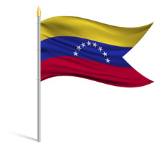 Wall Mural - The national flag of Venezuela on a pole. The wavy fabric. The sign and symbol of the country. Realistic vector.