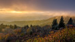 Scenic sunset over Smoky Mountains from the Blue Ridge Parkway in North Carolina