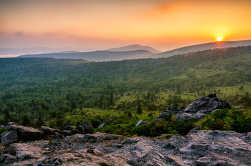 scenic sunset, grayson highlands, appalachian trail, virginia