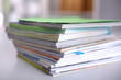 © lenetsnikolai - close up of stack of papers on white background