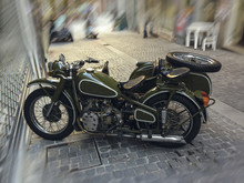 Classic Motorcycle With Sidecar Porto Portugal