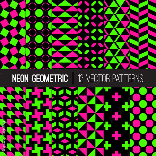 Clic Neon Colors Geometric Patterns Fluorescent Lime Green Hot Clic Neon Colors Geometric Patterns Fluorescent Lime Green Hot Pink With Black Glow In The Dark Backgrounds Trendy 80s 90s Style Revival