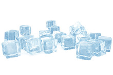 Ice Cubes Background, Pile Of Blue Ice Cubes. 3d Rendering