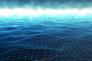 Poster - Abstract polygonal space low poly with connecting dots and lines. Futuristic background. Connection structure. 3d rendering