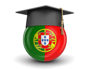Poster - Graduation cap and Portuguese flag. Image with clipping path