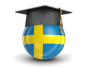 Poster - Graduation cap and Swedish flag. Image with clipping path