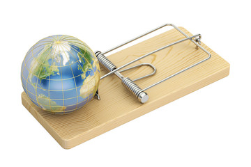 Poster - Earth Globe In Mousetrap, 3D rendering