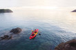 © Song_about_summer - aerial view of kayak in the sea at sunset beach