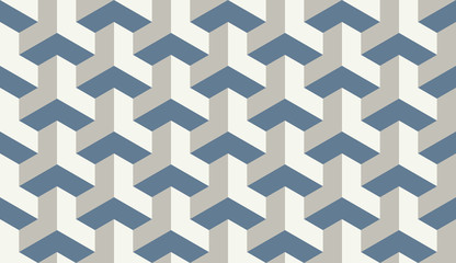 Wall Mural - Seamless light blue op art trilateral hexagonal pattern vector
