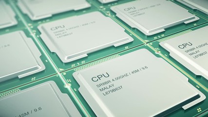 Poster - central computer processors cpu concept, technology background, seamless loop 3d animation