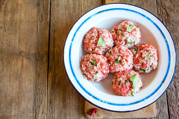 Poster - Cooking meatballs with vegetables, rice