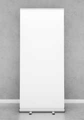 blank roll up banner template. 3d rendering