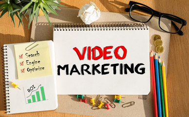 Poster - Notebook with Tools and Notes About Video Marketing