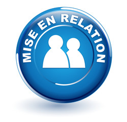 Poster - mise en relation sur bouton rond bleu texte