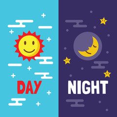 Wall Mural - day and night flat cartoon