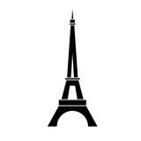 Fototapeta Boho - Eiffel Tower logo icon. Old style. Symbol french, Paris, holiday, travel tour. Black silhouette tall building Eifel Tower isolated white background. Modern architecture design Vector illustration