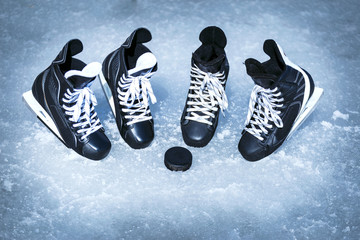 Wall Mural - Skates for winter sports in the open air on the ice.