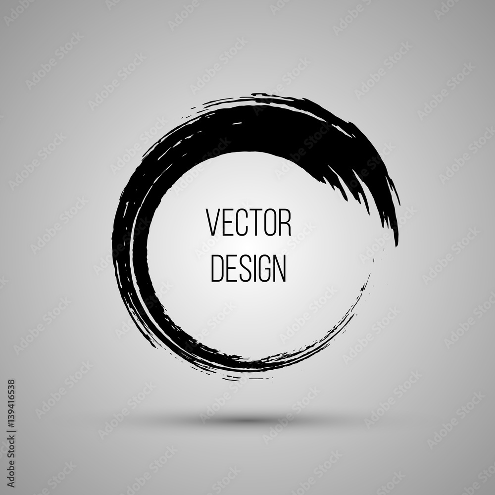 Hand drawn circle shape. Label, logo design element, frame. Brush ...