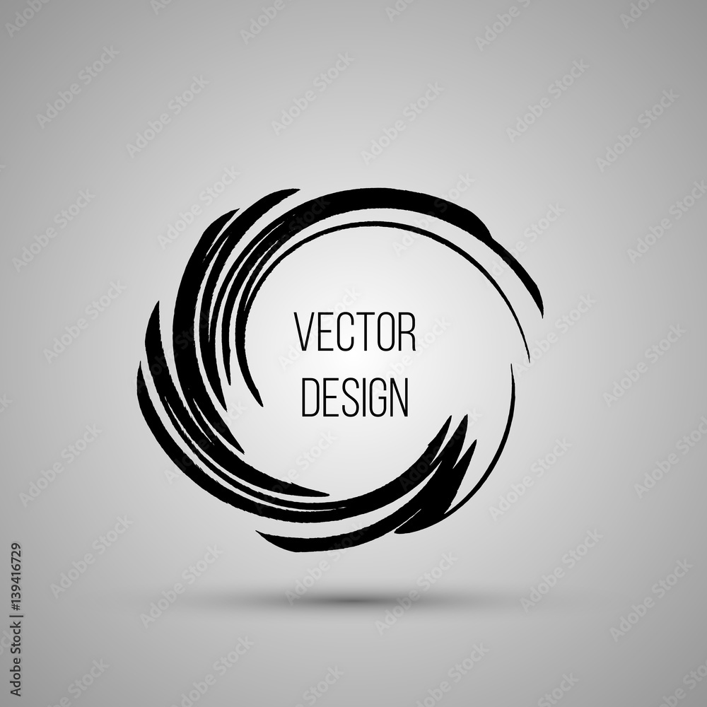 Hand drawn circle shape. Label, logo design element, frame. Brush ...