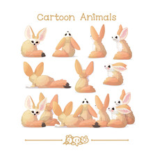 Toons Series Cartoon Animals: Fennec Foxes (Vulpes Zerda)