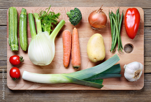 Stampe Vegetables collection and cutting board: zucchini, fennel, broccoli
