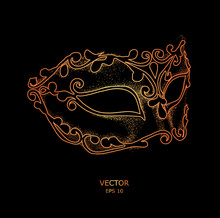 Sketch Of Venetian Masks. Accessory For Masquerade Or Costume Ball. Vector Illustration