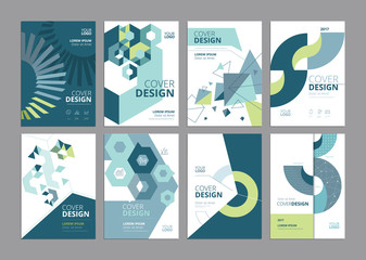 Wall Mural - set of modern business paper design templates. vector illustrations of brochure covers, annual repor