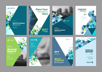Wall Mural - set of modern business paper design templates. vector illustrations of brochure covers, annual repor