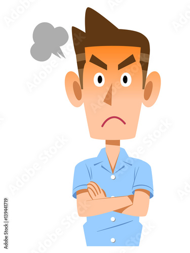 開襟シャツ 半袖 男性 夏 暑い 怒り クールビズ Stock Illustration Adobe Stock