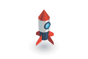 Wall Mural - startup, rocket launch isometric flat icon. 3d vector colorful illustration. pictogram isolated on w