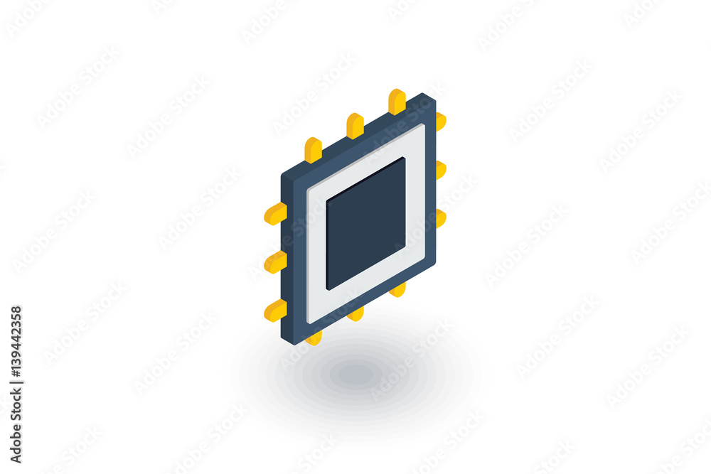Issuer Processor Icon processor, motherboard, chip isometric flat icon. 3d vector colorful ...