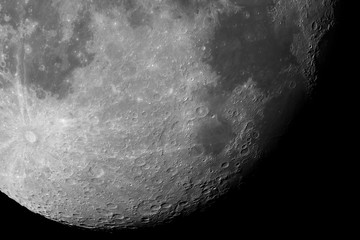 Wall Mural - close-up of the moon surface. main objects and areas: mare nectaris, theophilus, mare fecunditatis, 