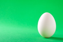 White Egg On A Green Background