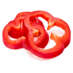 Wall Mural - Red sweet bell pepper slices isolated on white background cutout