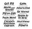 Fitness, gym, sport concept. Handwritten text, motivation. Lettering, calligraphy vector illustration