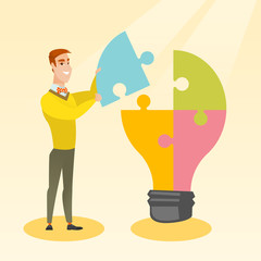 Poster - student with idea lightbulb vector illustration.