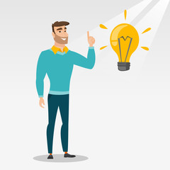 Poster - student pointing at idea bulb vector illustration