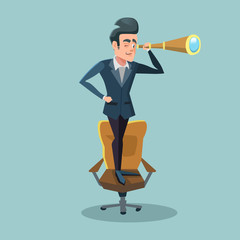 Wall Mural - successful businessman looking through spyglass. business perspective. vector illustration