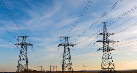 High Voltage Electric Transmission Tower Energy Pylon.