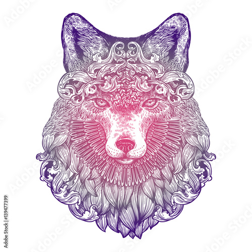 ozdobne-lilac-tattoo-fox-head-bardzo-szczegolowe-streszczenie-recznie-rysowane