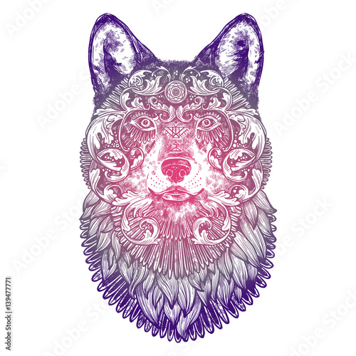 ozdobne-lilac-tattoo-wolf-head-bardzo-szczegolowe-streszczenie-recznie-rysowane