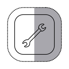 monochrome contour with square sticker of wrench tool icon vector illustration