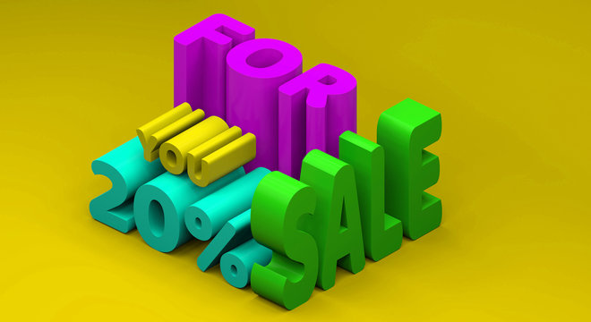 3d rendering of the text 20% of sales