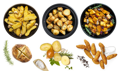 Wall Mural - Collection of Potato Dishes Isolated Top View