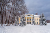 Fototapeta Na sufit - Park in winter. Mansion