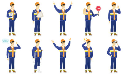 Sticker - Vector set of builder characters.