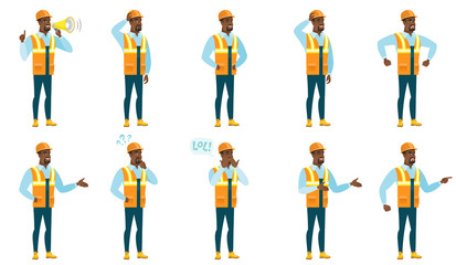 Sticker - Vector set of builder characters.